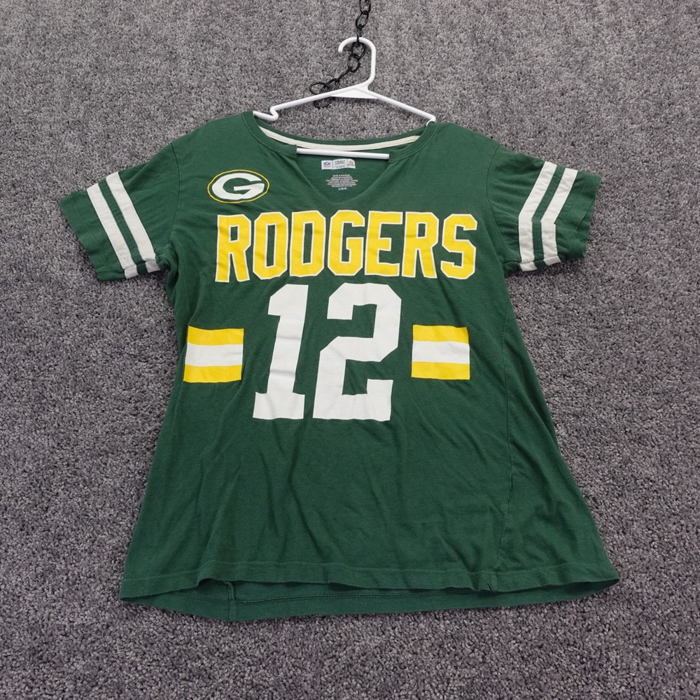 NFL Team Apparel T Shirt Womens Large Green Aaron Rodgers Green Bay Packers 12